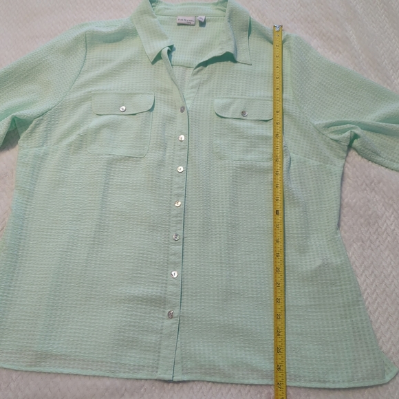 NWT Kim Rogers Curvy Blouse Shirt Button-down Green Women's Plus Size 2X - Picture 6 of 7